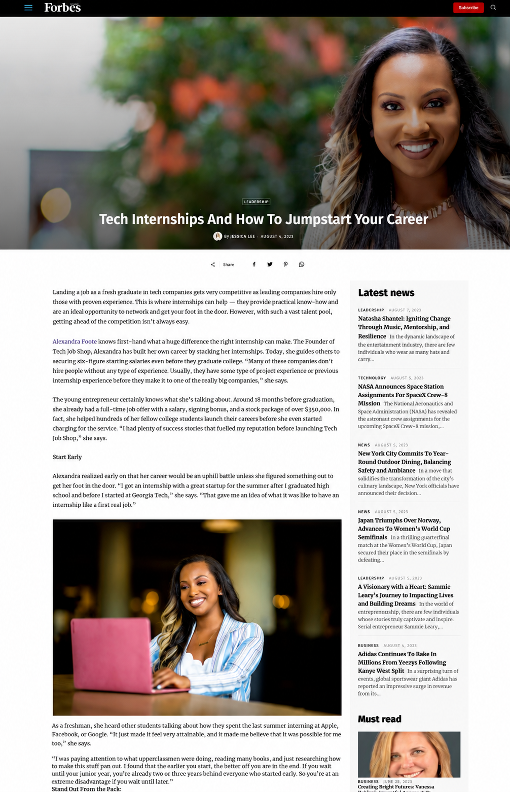 Alexandra Foote featured in Forbes